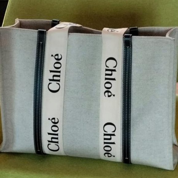 Authentic Chloe Large Woody Tote Canvas Black - Picture 3 of 4